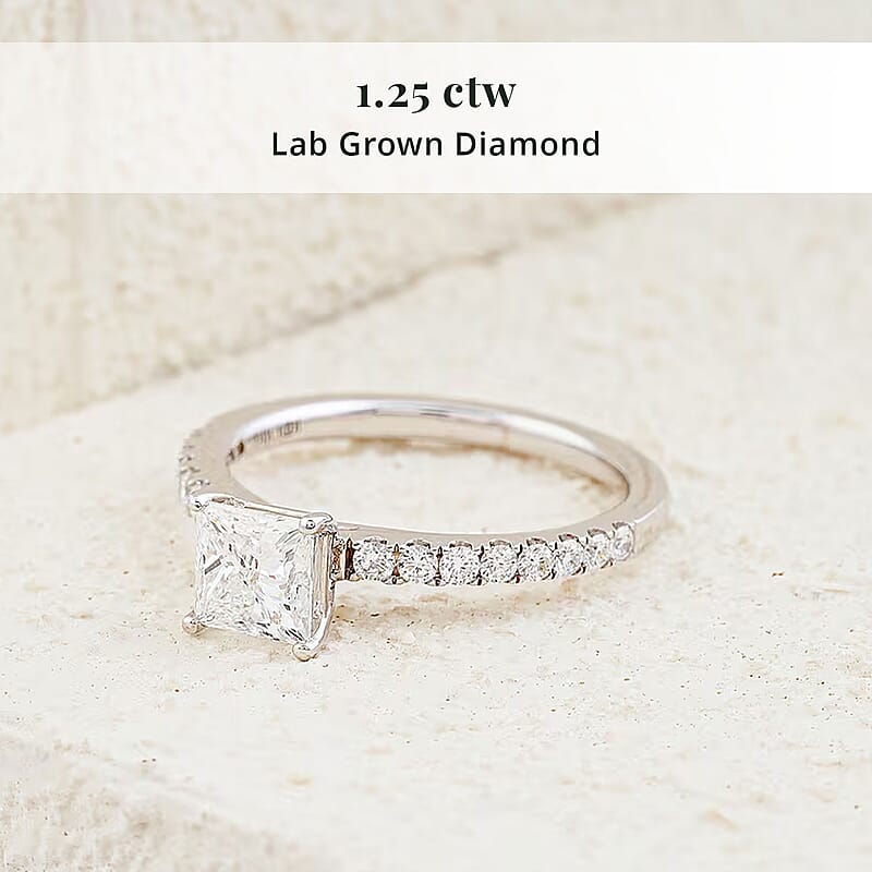 Luxuriant Lab Grown Diamond 1.25 ctw Engagement Ring in 14K White Gold (Size 6.5)