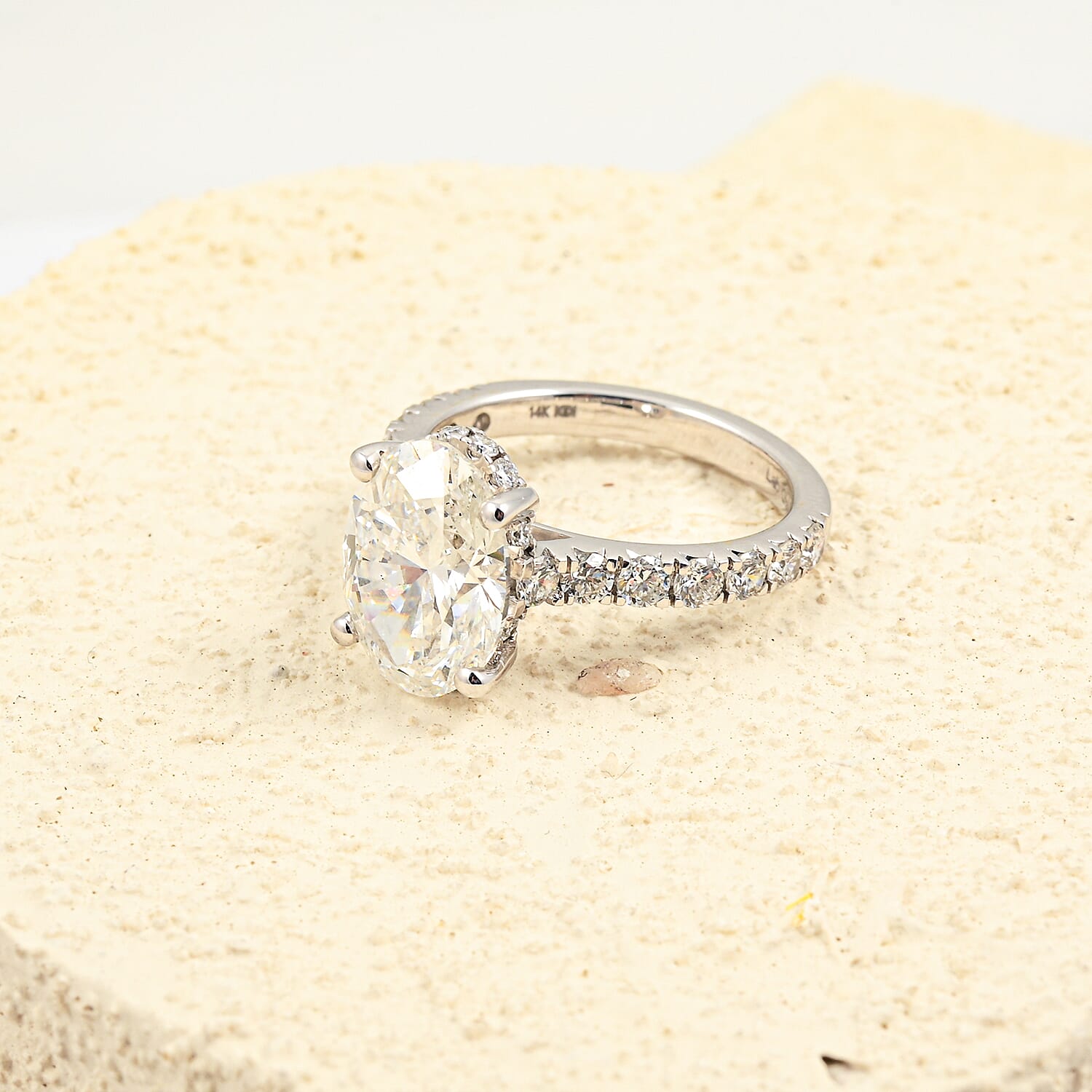 Luxuriant Lab Grown Diamond 5.00 ctw Engagement Ring in 14K White Gold (Size  6.0)  4.0 Grams