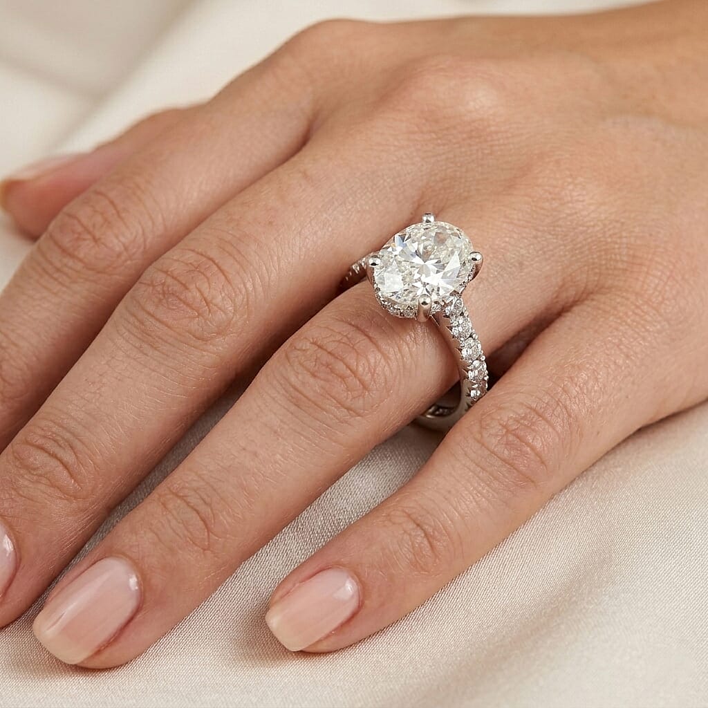 Luxuriant Lab Grown Diamond 5.00 ctw Engagement Ring in 14K White Gold (Size  6.0)  4.0 Grams