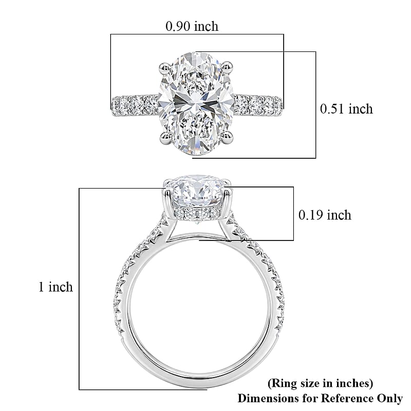 Luxuriant Lab Grown Diamond 5.00 ctw Engagement Ring in 14K White Gold (Size  6.5)  4.0 Grams