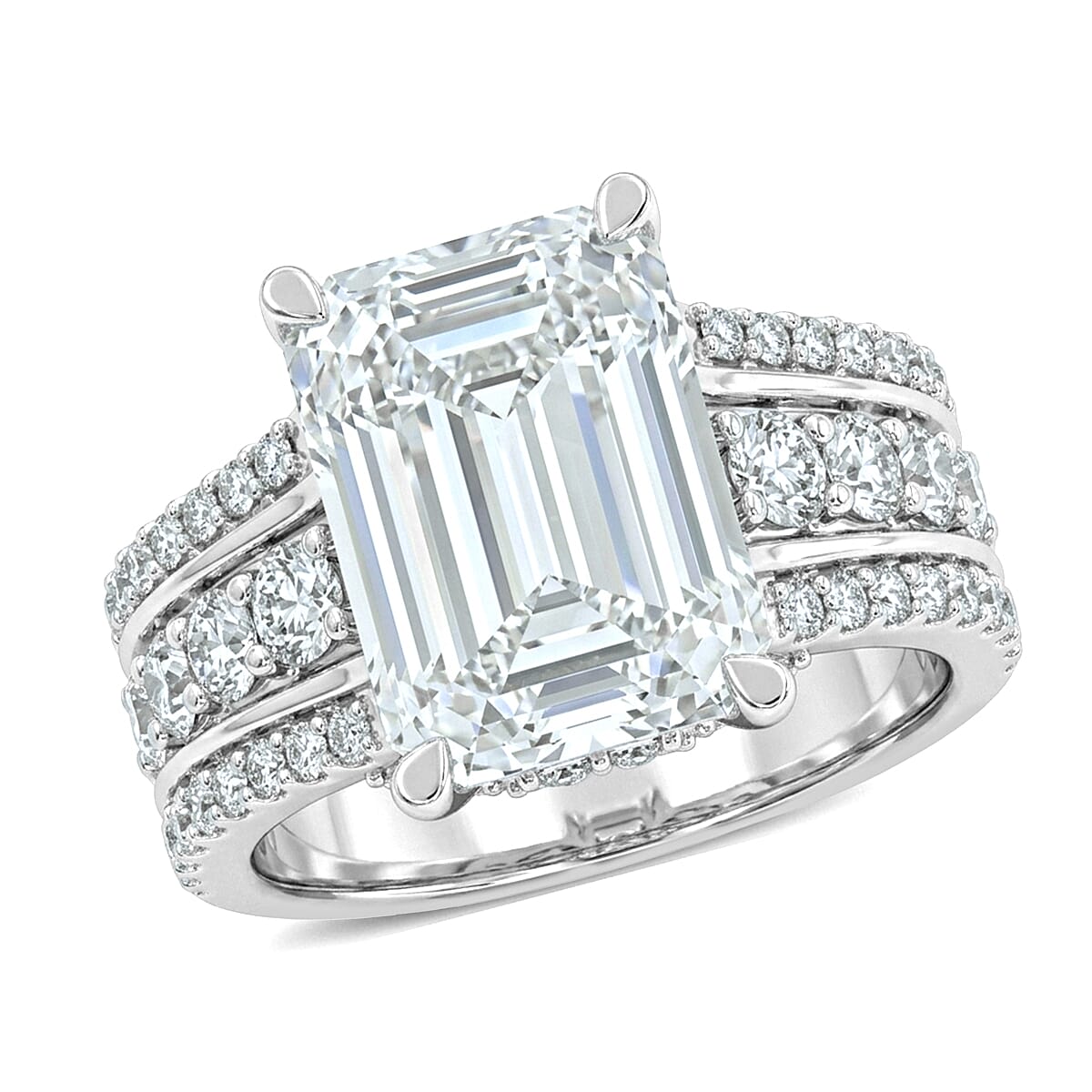 Luxuriant Lab Grown Diamond 5.00 ctw Engagement Ring in 14K White Gold (Size  6.0)  7.0 Grams