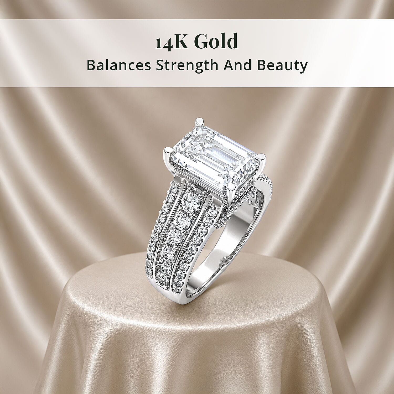 Luxuriant Lab Grown Diamond 5.00 ctw Engagement Ring in 14K White Gold (Size  6.0)  7.0 Grams