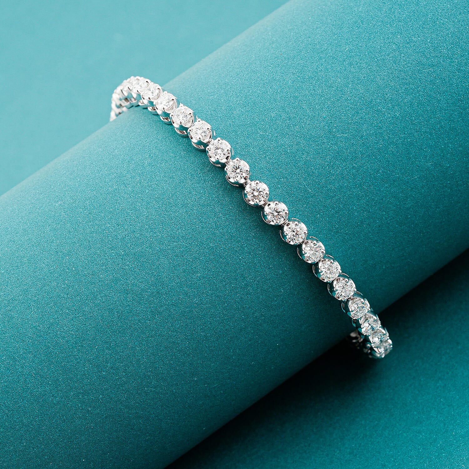 Chucks 50th Anniversary Celebration Bracelet Luxuriant Lab Grown Diamond (F-VS) 5.00 ctw Tennis Bracelet in 14K White Gold (7.00 In) 13.70 Grams