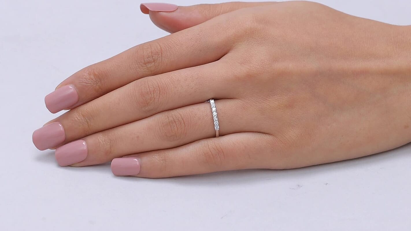 D'Joy Lab Grown Diamond (I3) Band Ring in Rhodium Over Sterling Silver (Size 10.0) 0.20 ctw