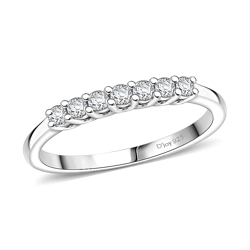 D'Joy Lab Grown Diamond I3 0.20 ctw Band Ring in Rhodium Over Sterling Silver (Size  6.0)