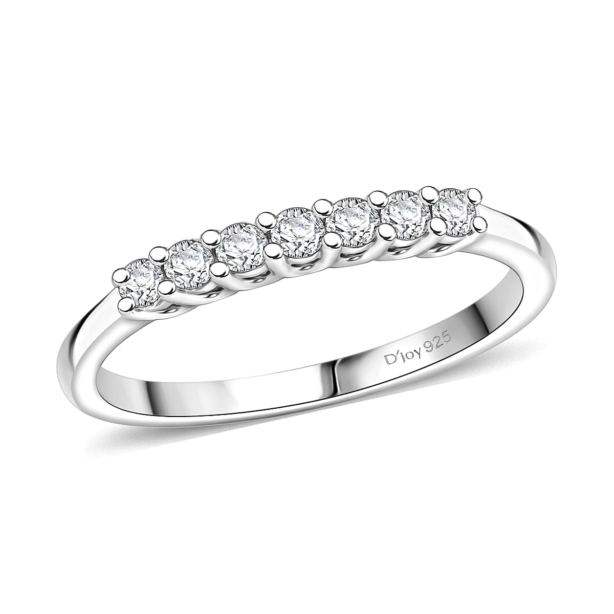 D'Joy Lab Grown Diamond (I3) Band Ring in Rhodium Over Sterling Silver (Size 10.0) 0.20 ctw