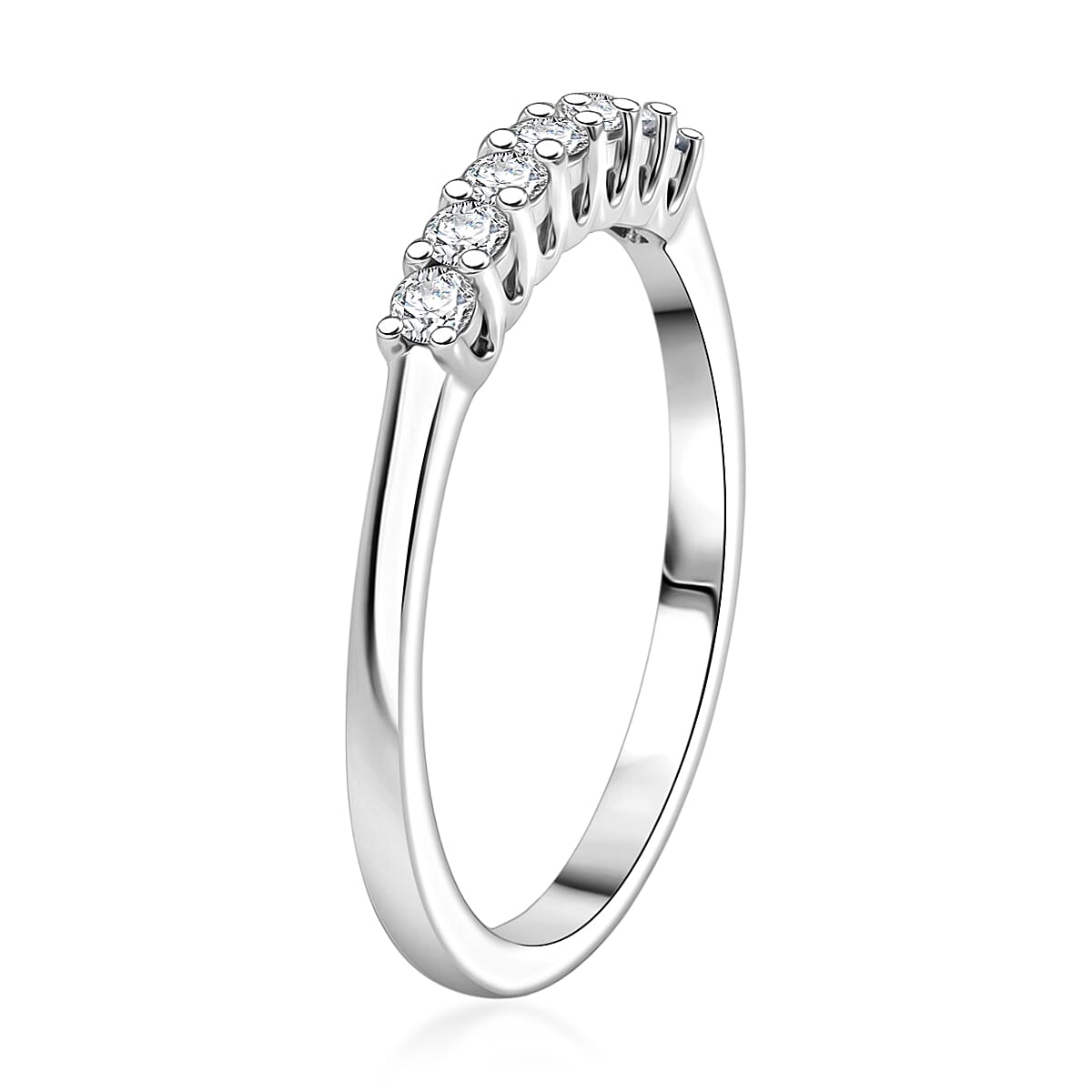 D'Joy Lab Grown Diamond I3 0.20 ctw Band Ring in Rhodium Over Sterling Silver (Size  8) image number 3