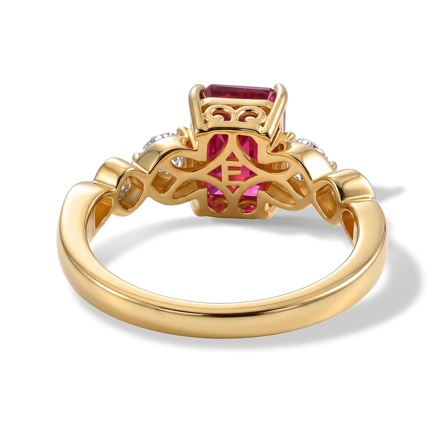 EverTrue Niassa Ruby (FF) and Moissanite 3.00 ctw Scarlet Knot Ring in 18K YG Plated (Size 10.0)