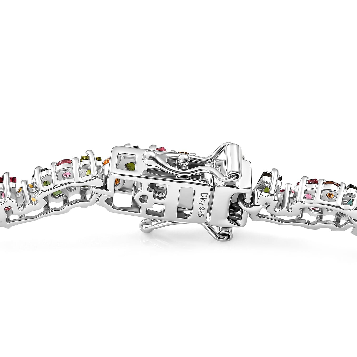 D'Joy AAA Multi-Tourmaline 6.85 ctw Spectrum Glow Bracelet in Rhodium Over Sterling Silver (6.50 In)