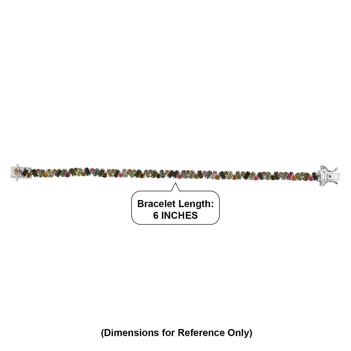 D'Joy AAA Multi-Tourmaline Bracelet in Rhodium Over Sterling Silver (6.50 In) 6.85 ctw image number 4