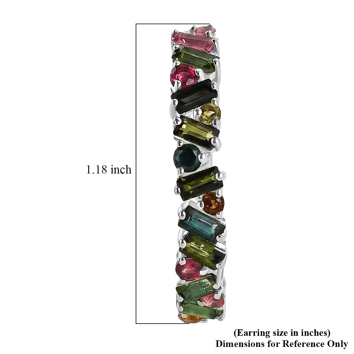 D'Joy AAA Multi-Tourmaline 3.20 ctw Spectrum Glow Hoop Earrings in Rhodium Over Sterling Silver