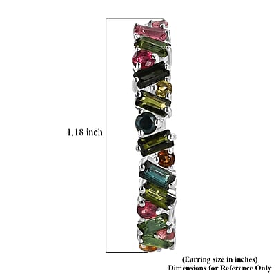 D'Joy AAA Multi-Tourmaline 3.20 ctw Spectrum Glow Hoop Earrings in Rhodium Over Sterling Silver