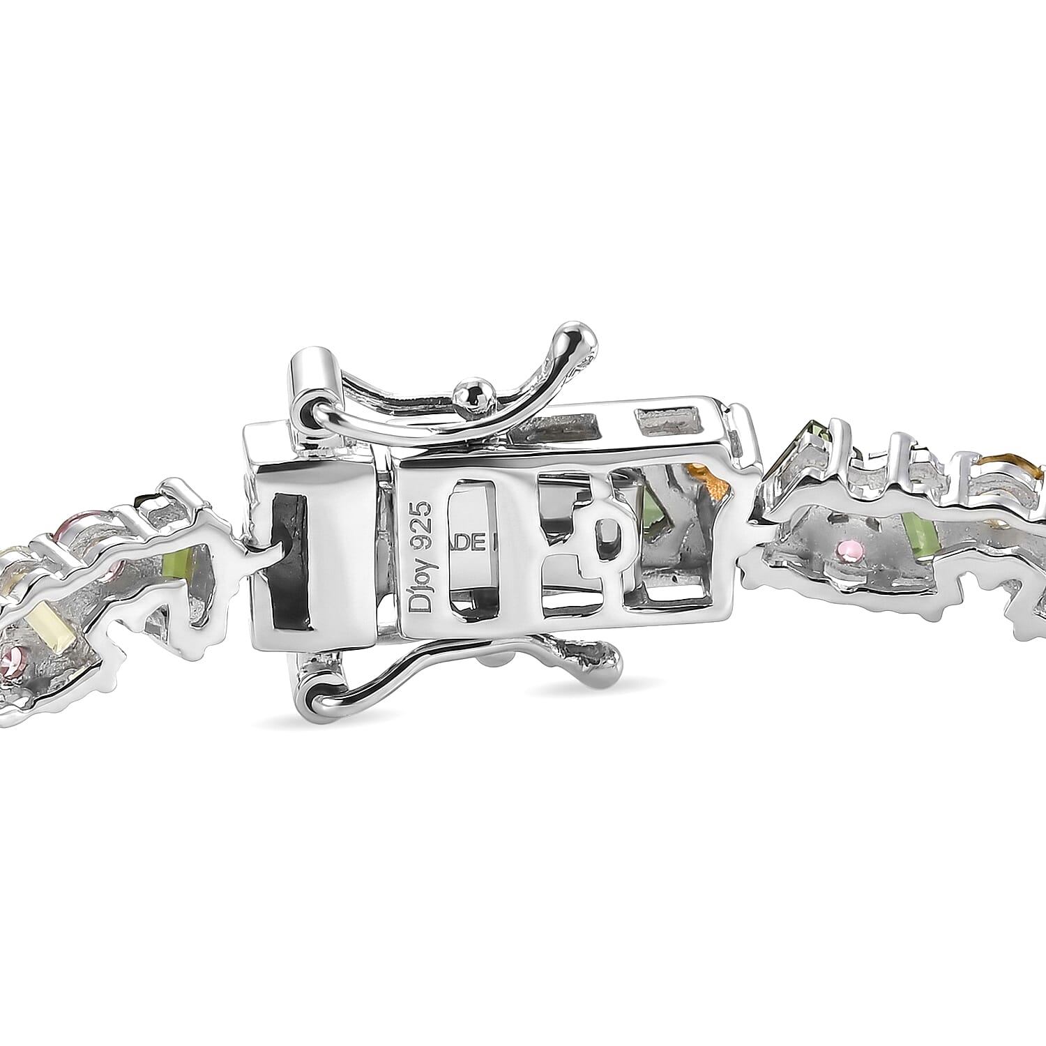 D'Joy AAA Multi-Tourmaline 7.70 ctw Spectrum Glow Bracelet in Rhodium Over Sterling Silver (7.25 In)