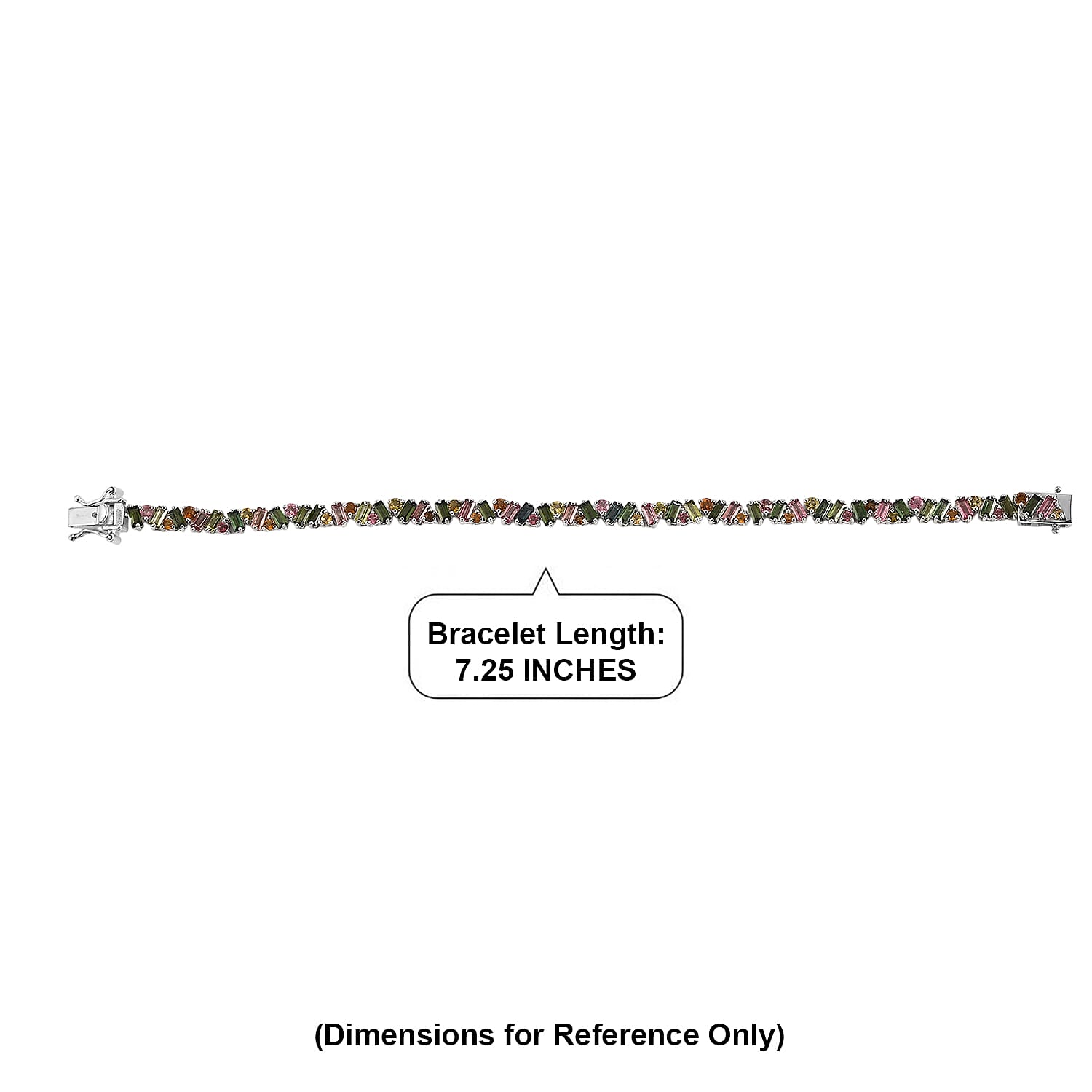 D'Joy AAA Multi-Tourmaline 7.70 ctw Spectrum Glow Bracelet in Rhodium Over Sterling Silver (7.25 In)