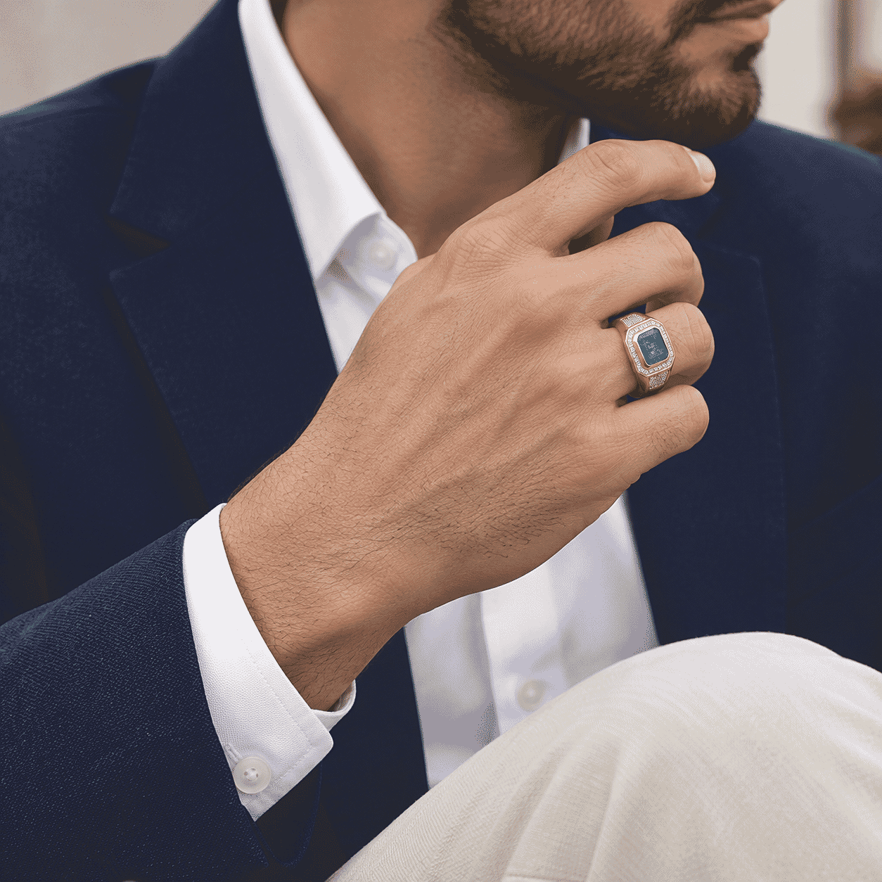 D'Joy Premium Kagem Zambian Emerald and Moissanite 2.10 ctw Men's Ring in 18K Vermeil Yellow Gold Over Sterling Silver (Size 14.0)