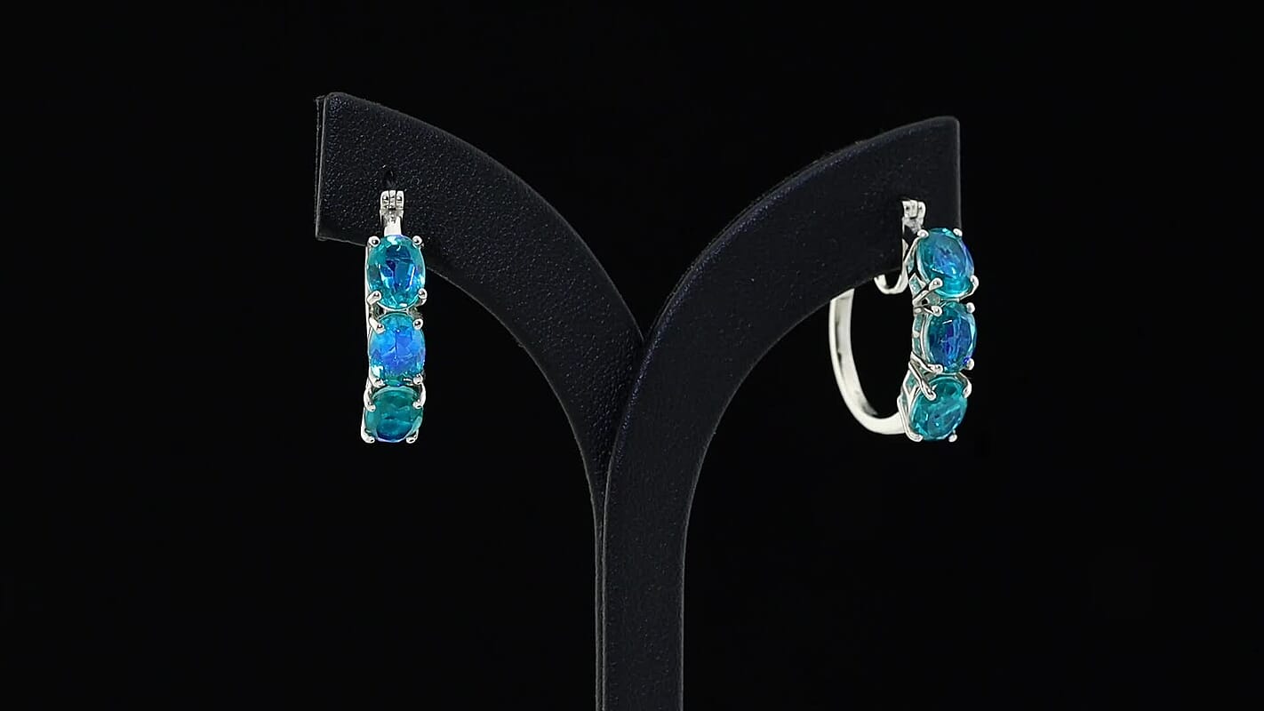 EverTrue Peacock Triplet Quartz  Full Hoop Earring in Platinum Bond 9.00 ctw
