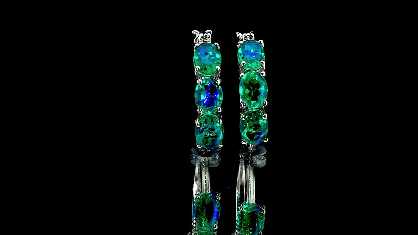 EverTrue Peacock Triplet Quartz  Full Hoop Earring in Platinum Bond 9.00 ctw