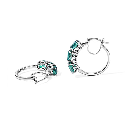 EverTrue Peacock Quartz (Triplet) 8.80 ctw Majesty Hoop Earrings in Platinum Bond