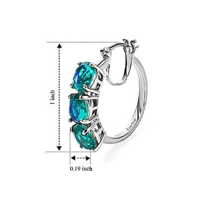 EverTrue Peacock Quartz (Triplet) 8.80 ctw Majesty Hoop Earrings in Platinum Bond