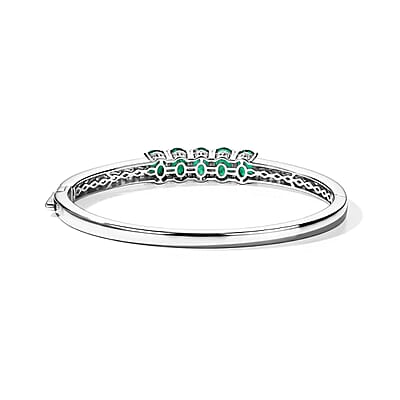 EverTrue Peacock Quartz (Triplet) 6.70 ctw Peacock Paradise Bangle Bracelet in 18K YG Plated and Platinum Bond (6.50 In)