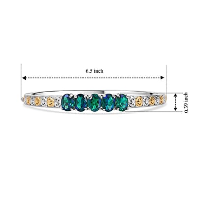 EverTrue Peacock Quartz (Triplet) 6.70 ctw Peacock Paradise Bangle Bracelet in 18K YG Plated and Platinum Bond (6.50 In)