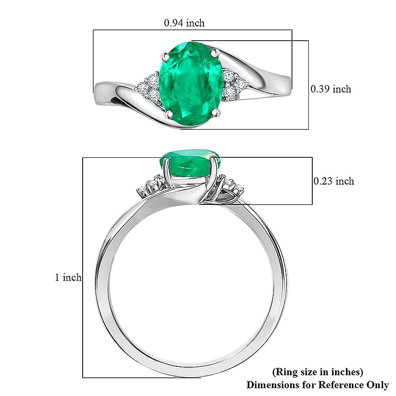 AAAA Kagem Zambian Emerald and Diamond G-H SI 2.00 ctw Ring in 18K White Gold (Size 10.0) 4.80 Grams