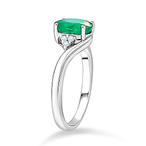 AAAA Kagem Zambian Emerald and Diamond G-H SI 2.00 ctw Ring in 18K White Gold (Size 6.0) 4.80 Grams