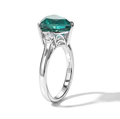 EverTrue Peacock Quartz (Triplet) and Moissanite 4.00 ctw Peacock Crown Ring in Platinum Bond (Size 5.0)