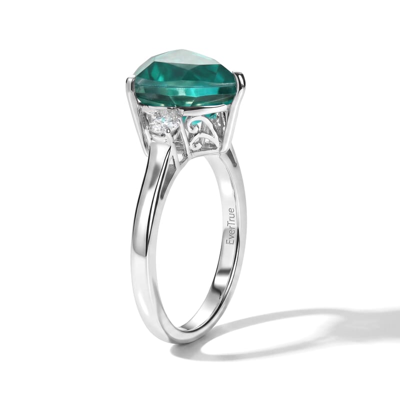EverTrue Peacock Quartz (Triplet) and Moissanite 4.00 ctw Peacock Crown Ring in Platinum Bond (Size 6.0)