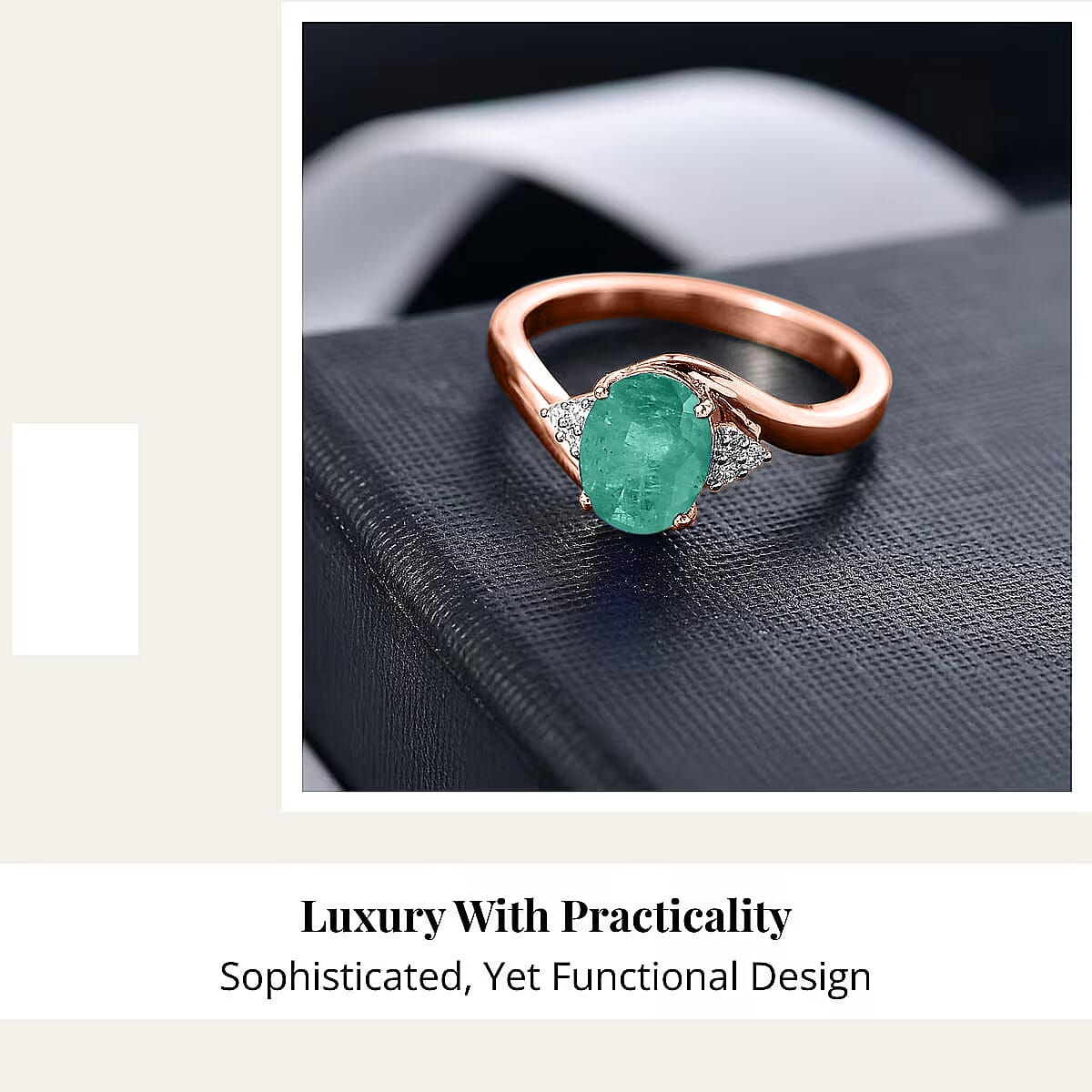 Premium Kagem Zambian Emerald and Diamond 2.00 ctw Ring in 18K Vermeil Rose Gold Over Sterling Silver (Size 10.0)