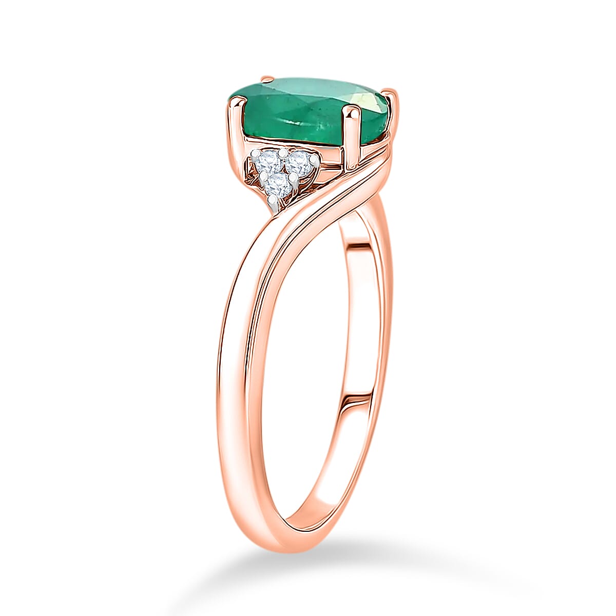 Premium Kagem Zambian Emerald and Diamond 2.00 ctw Ring in 18K Vermeil Rose Gold Over Sterling Silver (Size 10.0)