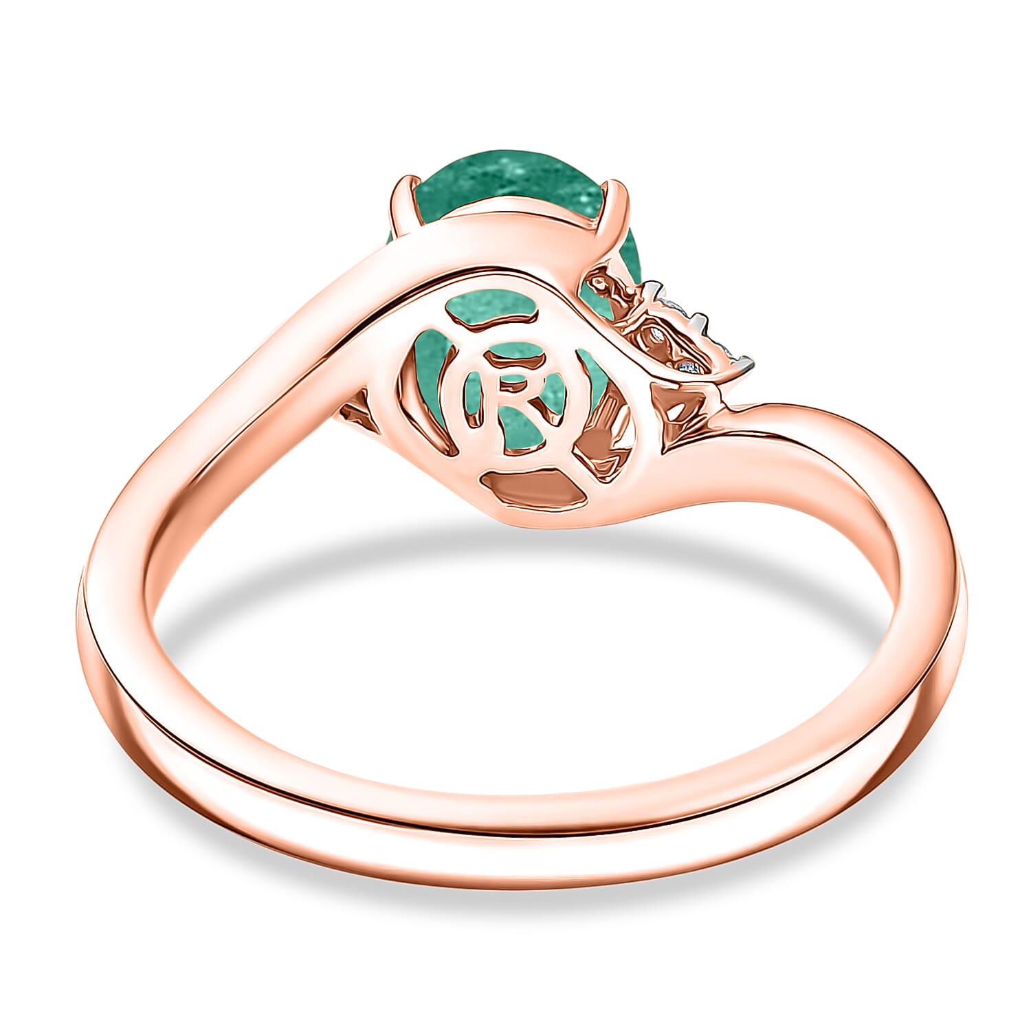 Premium Kagem Zambian Emerald and Diamond 2.00 ctw Ring in 18K Vermeil Rose Gold Over Sterling Silver (Size 10.0)