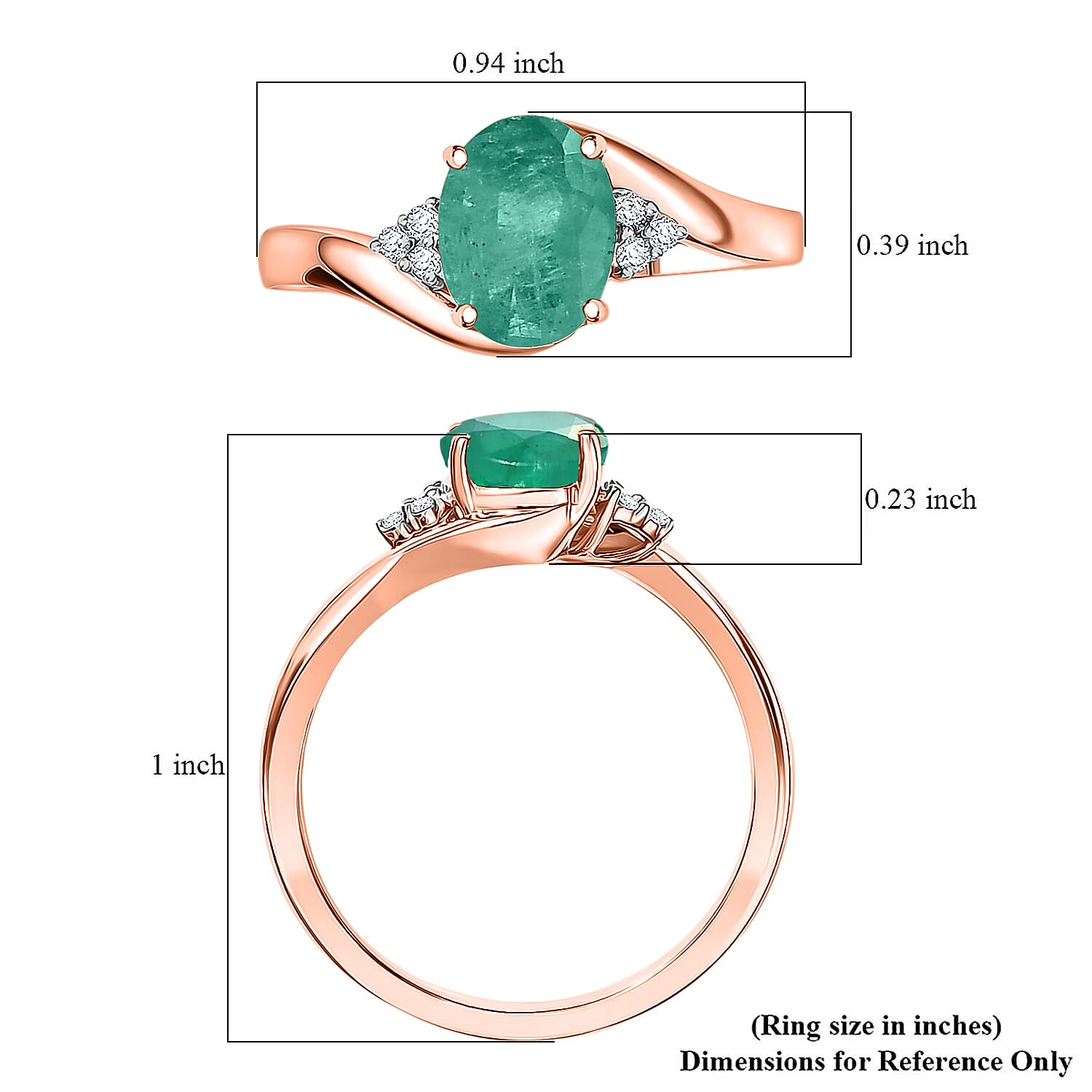 Premium Kagem Zambian Emerald and Diamond 2.00 ctw Ring in 18K Vermeil Rose Gold Over Sterling Silver (Size 10.0)