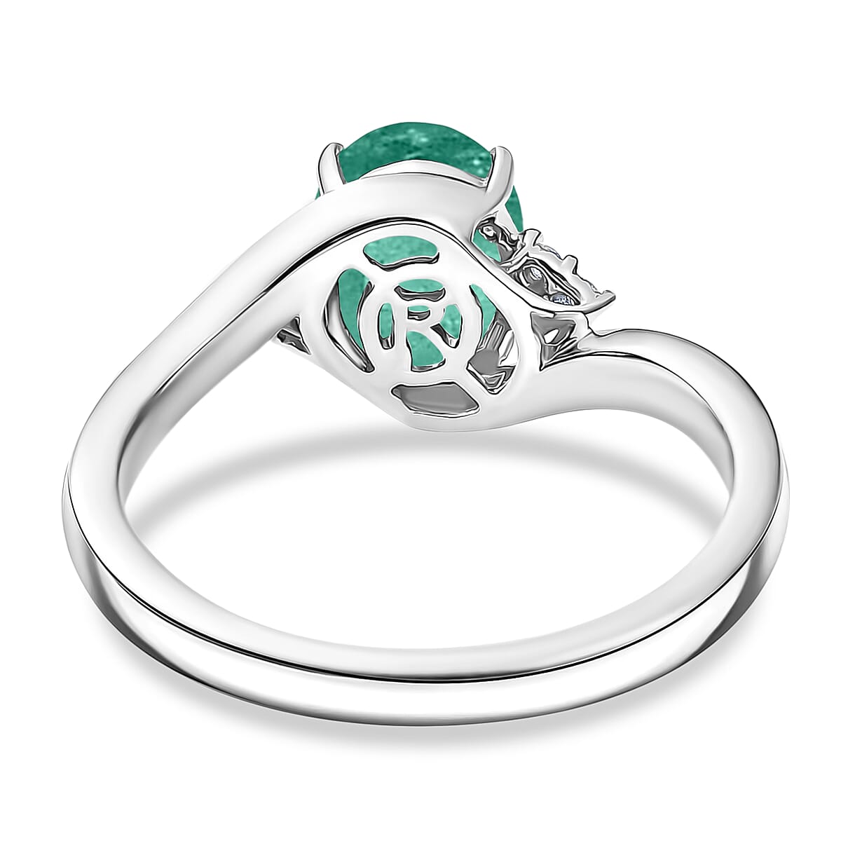 Premium Kagem Zambian Emerald and Diamond 2.00 ctw Ring in Rhodium Over Sterling Silver (Size 6.0) image number 4