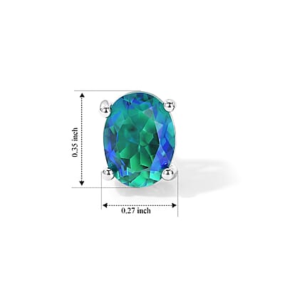 EverTrue Peacock Quartz (Triplet) 2.80 ctw Stud Earrings in Platinum Bond