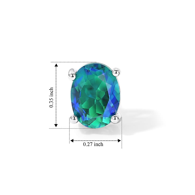 EverTrue Peacock Quartz (Triplet) 2.80 ctw Stud Earrings in Platinum Bond