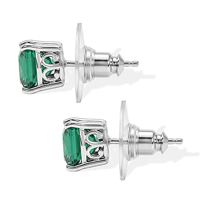 EverTrue Peacock Quartz (Triplet) 3.60 ctw Stud Earrings in Platinum Bond
