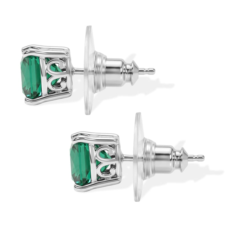 EverTrue Peacock Quartz (Triplet) 3.60 ctw Stud Earrings in Platinum Bond