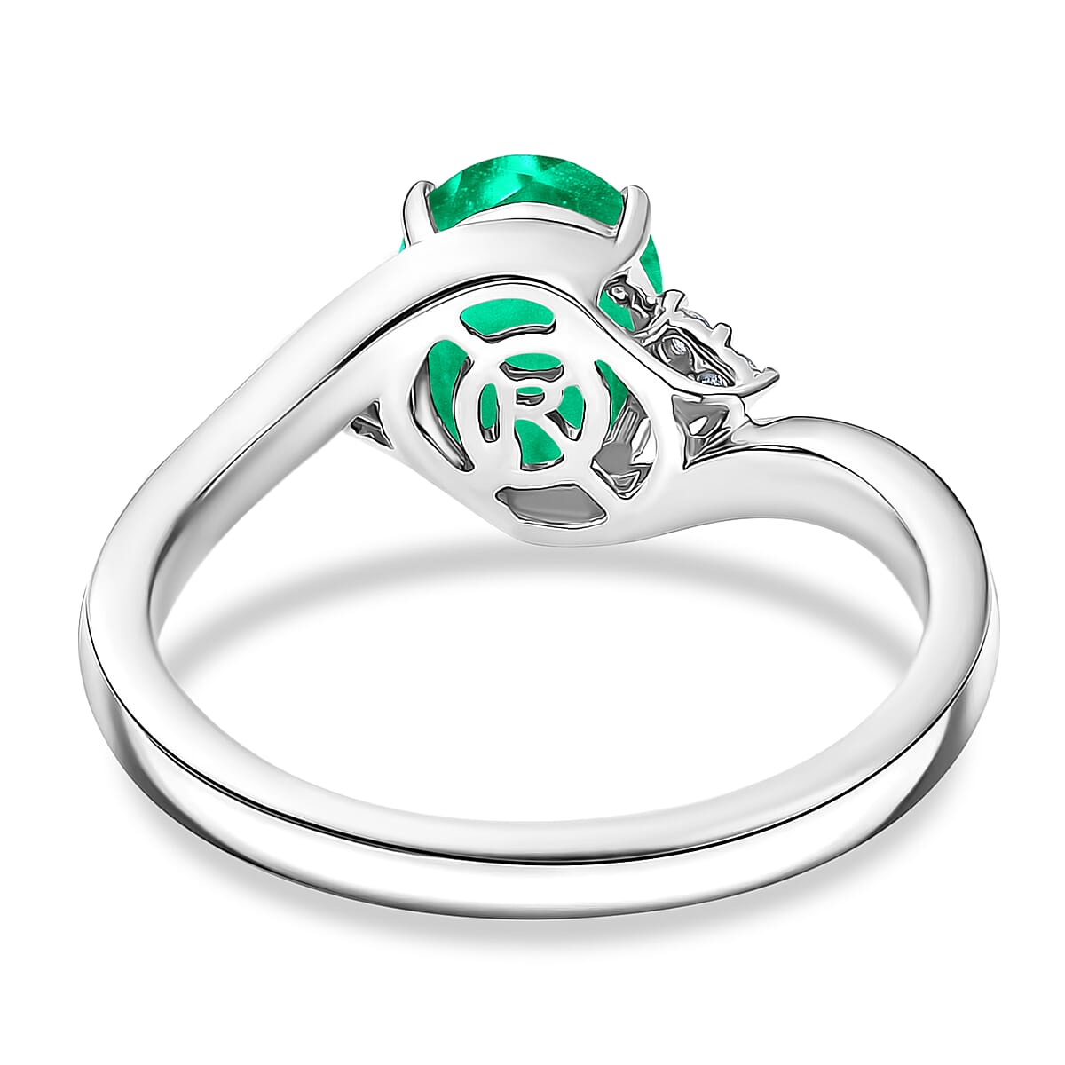 AAAA Kagem Zambian Emerald and Diamond 2.00 ctw Ring in Rhodium Over Sterling Silver (Size 12.0) image number 4