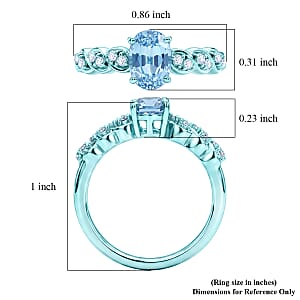 D'Joy Premium Cambodian Blue Zircon and Moissanite 1.50 ctw Ocean Ripple Ring in Blue E-coat Sterling Silver (Size 10.0)