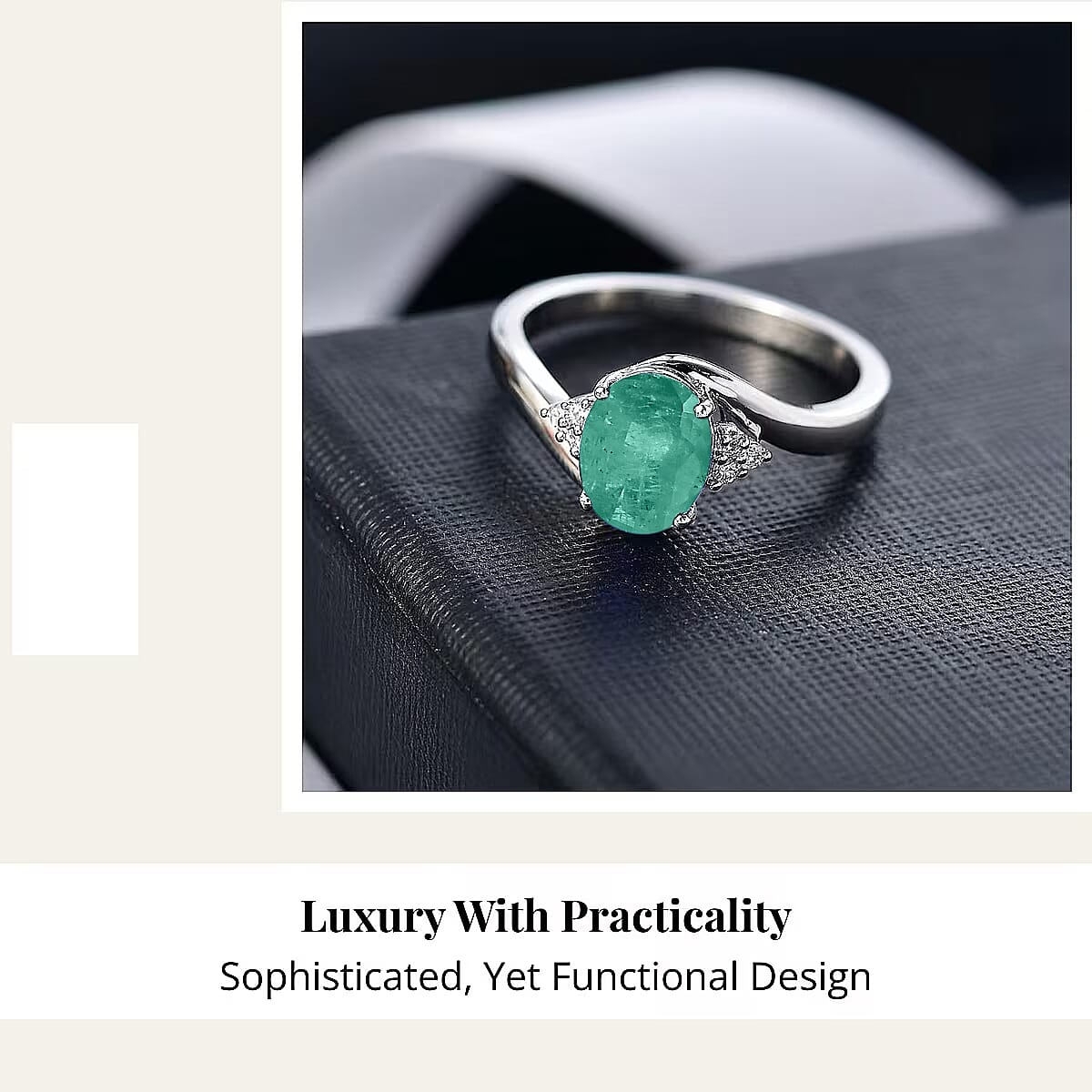 Premium Kagem Zambian Emerald and Diamond I2 2.00 ctw Ring in 10K White Gold (Size 6.0) image number 2