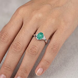 Premium Kagem Zambian Emerald and Diamond I2 2.00 ctw Ring in 10K White Gold (Size 9.0)