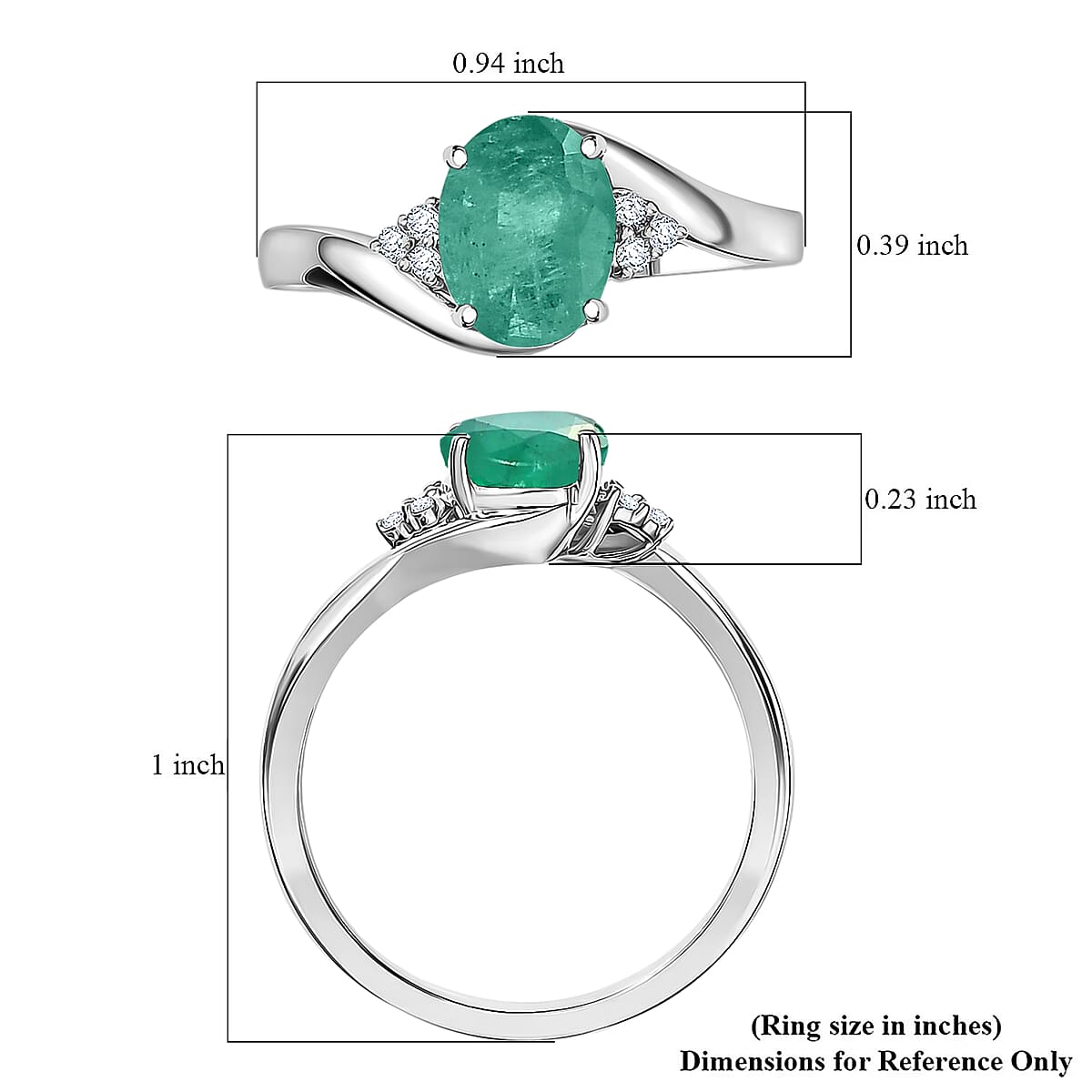 Premium Kagem Zambian Emerald and Diamond I1 2.00 ctw Ring in 14K White Gold (Size 8.0) 4.20 Grams image number 5