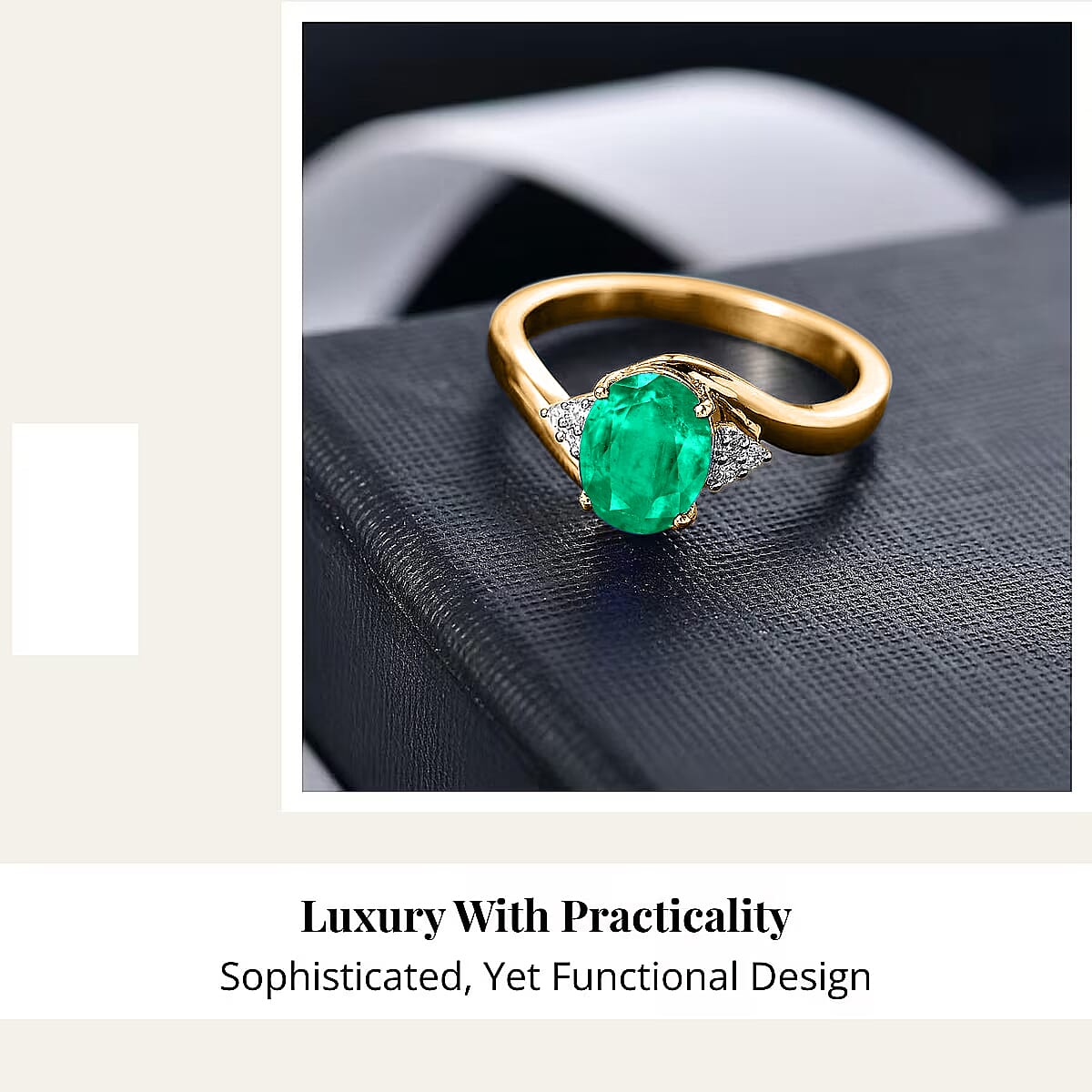 AAAA Kagem Zambian Emerald and Diamond I2 2.00 ctw Ring in 10K Yellow Gold (Size 10.5) image number 2
