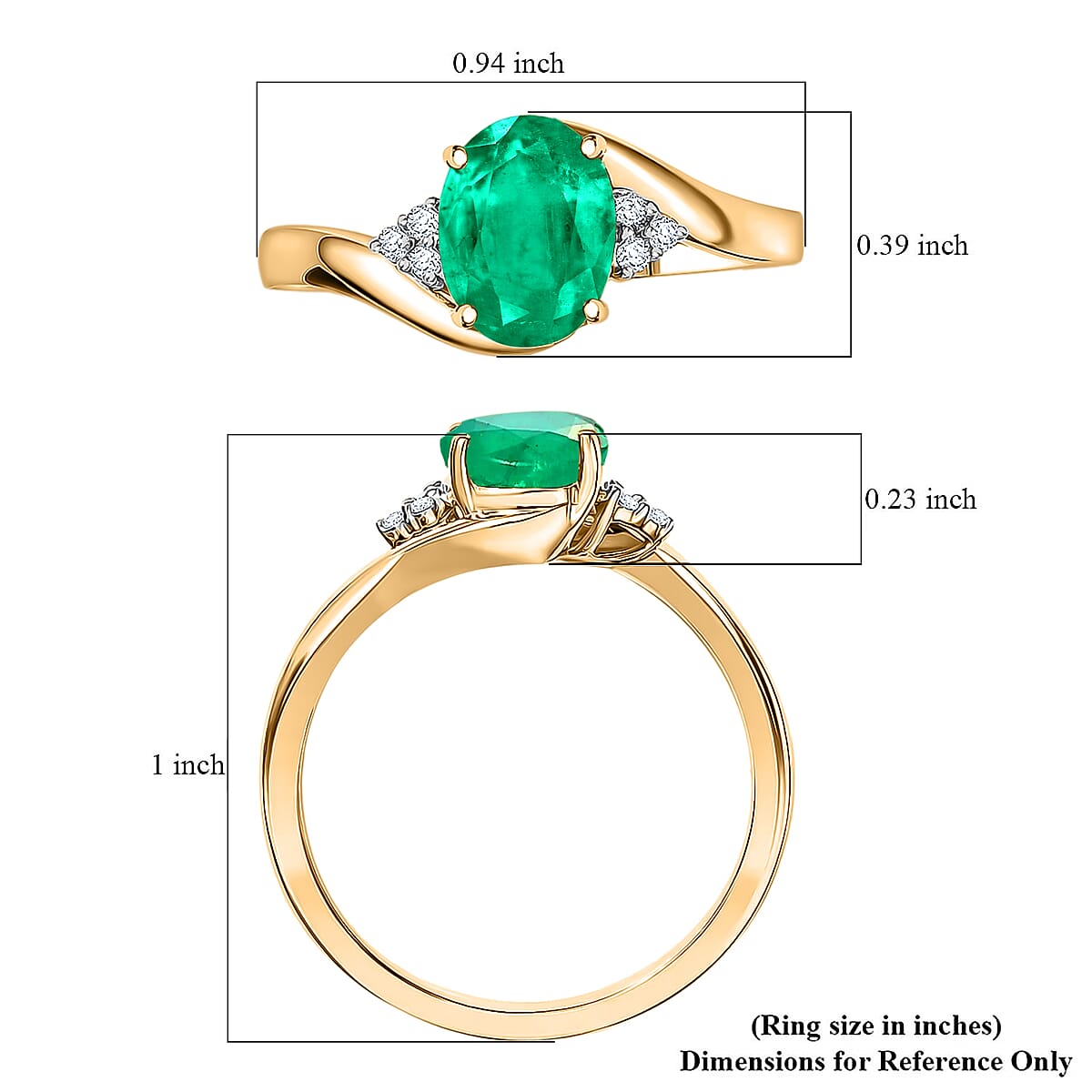 AAAA Kagem Zambian Emerald and Diamond I2 2.00 ctw Ring in 10K Yellow Gold (Size 5.0) image number 5