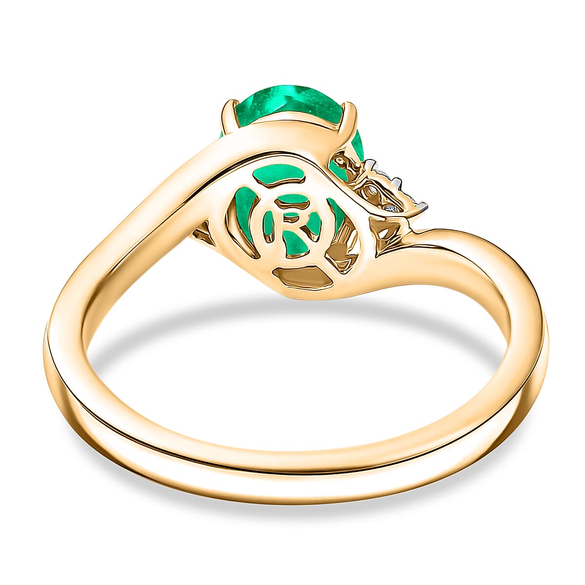 AAAA Kagem Zambian Emerald and Diamond I1 2.00 ctw Ring in 14K Yellow Gold (Size 9.5) 4.20 Grams image number 4