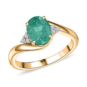 Premium Kagem Zambian Emerald and Diamond G-H SI 2.00 ctw Ring in 18K Yellow Gold (Size 11.5) 4.80 Grams