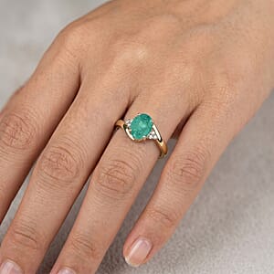 Premium Kagem Zambian Emerald and Diamond G-H SI 2.00 ctw Ring in 18K Yellow Gold (Size 5.0) 4.80 Grams