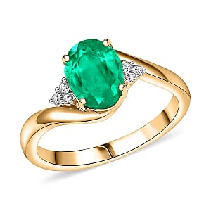 AAAA Kagem Zambian Emerald and Diamond G-H SI 2.00 ctw Ring in 18K Yellow Gold (Size 7.0) 4.80 Grams
