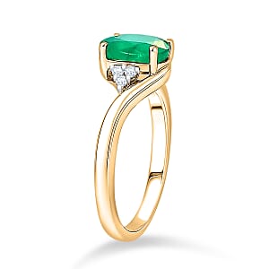 AAAA Kagem Zambian Emerald and Diamond G-H SI 2.00 ctw Ring in 18K Yellow Gold (Size 7.0) 4.80 Grams